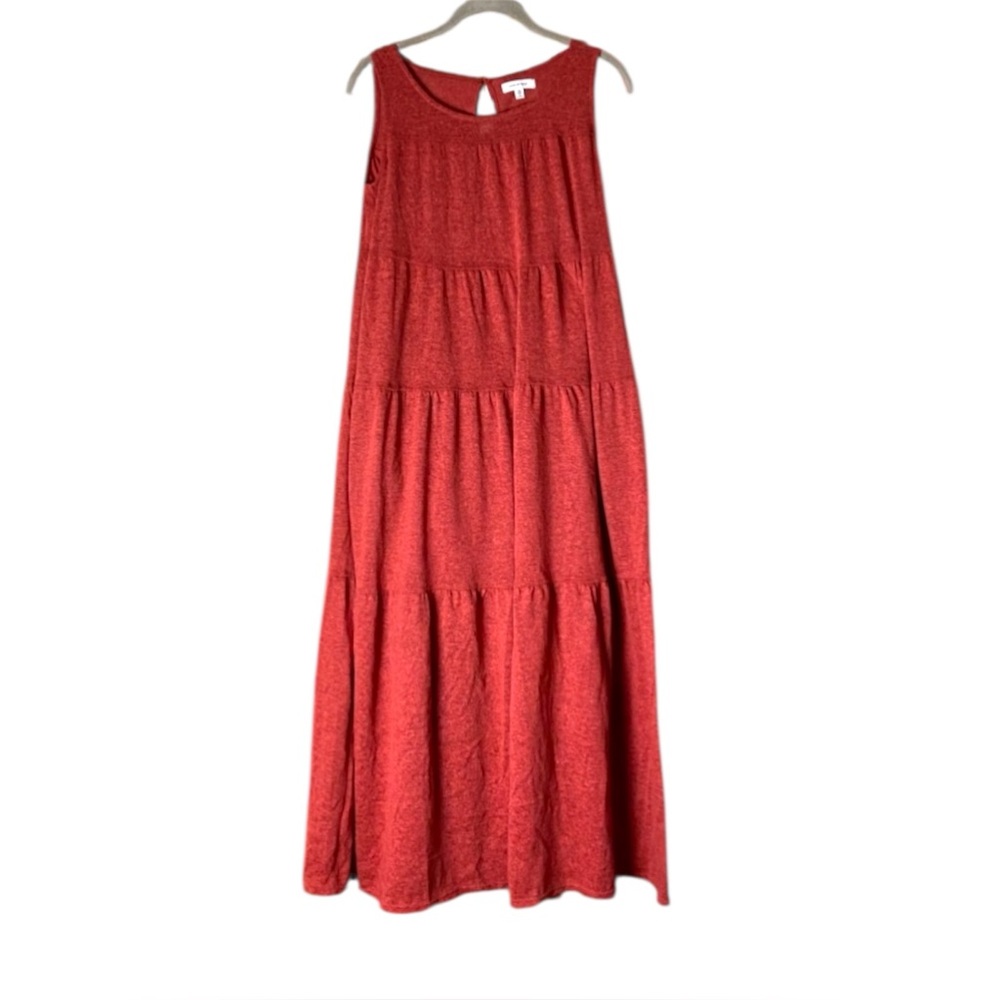 5/$25 Red Tiered Maxi Dress Sleeveless Boho Cottagecore Flowy XS Prarie Western - Picture 2 of 4